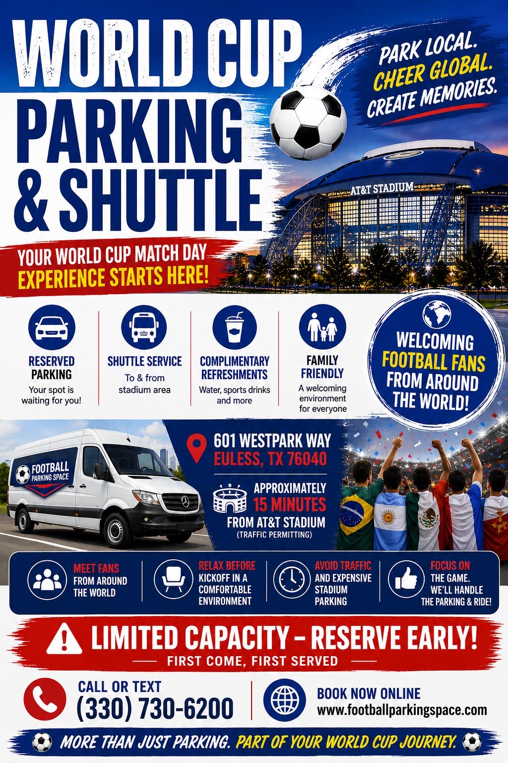 World Cup parking shuttle flyer - patriotic design
